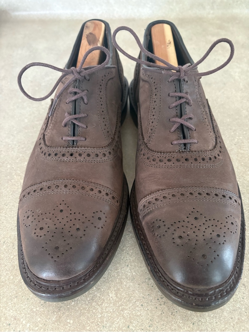 Allen Edmonds Brown Suede Brogue Lace-Up Oxfords Strandmok 10.5 EE
